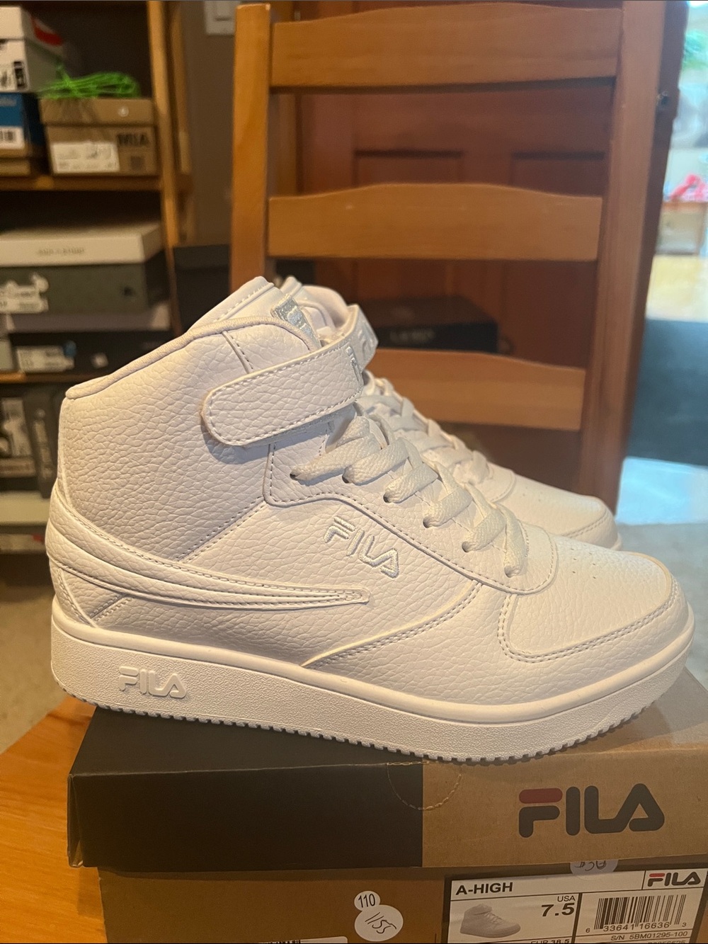 Fila White High-Top Women's Sneakers with Strap